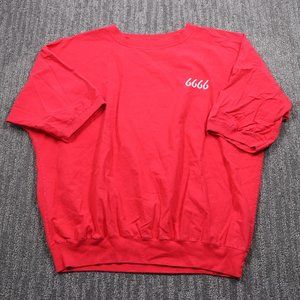 Vintage Quitman Womens Red Pullover Short Sleeve Embroidered Top XL 6666 Grunge